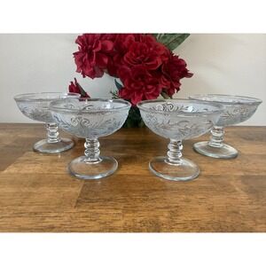 Vintage Indiana Glass Tiara Sandwich Pattern Dessert Cups Footed Sherbet Bowls
